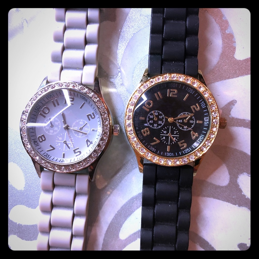 Gray and black chunky watches, off brand blinged